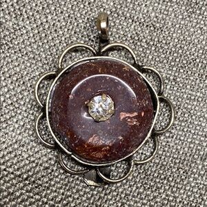 Vintage Purple/Brown Stone Pendant in Silver Setting